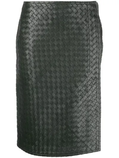 Bottega Veneta Leather Skirt In Green