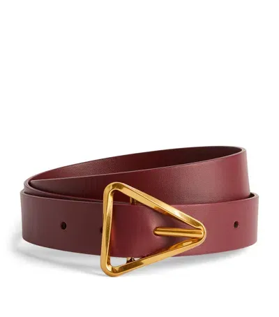 Bottega Veneta Leather Triangle Belt In Red