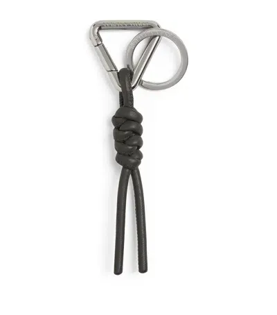 Bottega Veneta Leather Triangle Knot Keyring In Grey