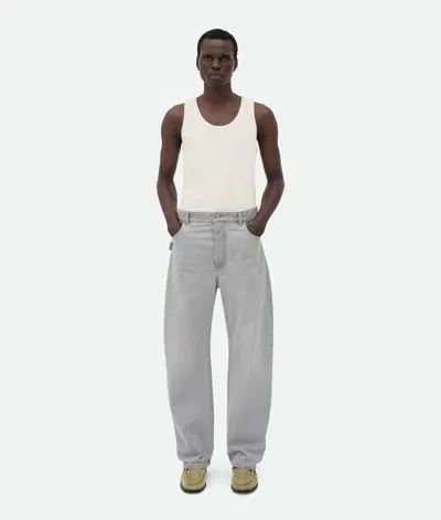 Bottega Veneta Light Grey Washed Wide Leg Denim In Multicolor