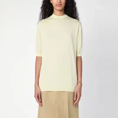 Bottega Veneta Light Yellow Cashmere Crew-neck Sweater In Beige