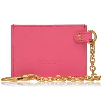 Bottega Veneta Logo Embossed Keychain Cardholder In Pink