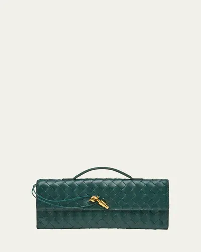 Bottega Veneta Long Clutch Andiamo With Handle In Emerald