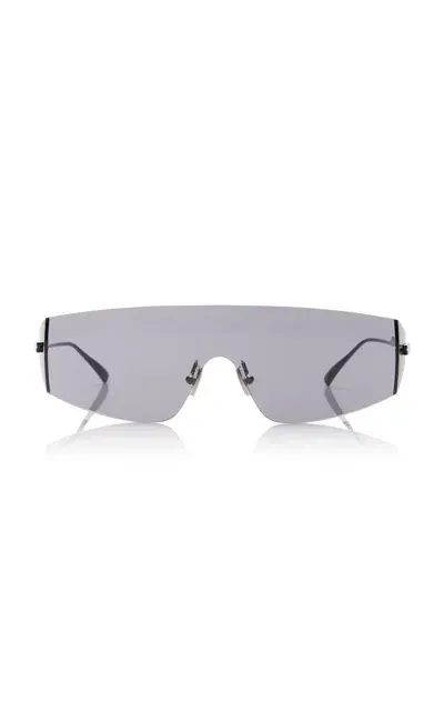 Bottega Veneta Mask-frame Metal Sunglasses In Black