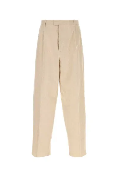 Bottega Veneta Melange Cream Hemp Blend Pant In Beige