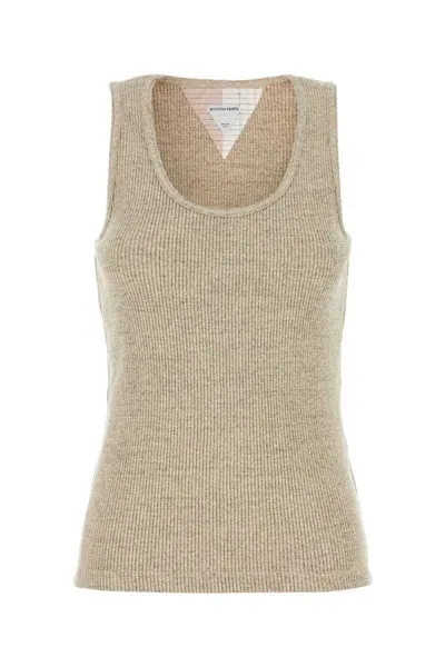 Bottega Veneta Melange Sand Stretch Cotton Tank Top In Beige O Tan