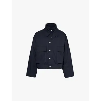 Bottega Veneta Mens Midnight Blue Patch-pocket Padded Shell Jacket In Multicolor