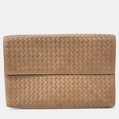 Pre-owned Bottega Veneta Mesh Clutch Bag In Brown