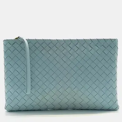 Pre-owned Bottega Veneta Mesh Clutch In Blue