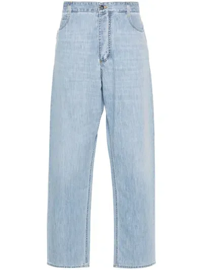 Bottega Veneta Light Bleached Wide Denim Jeans In Blue