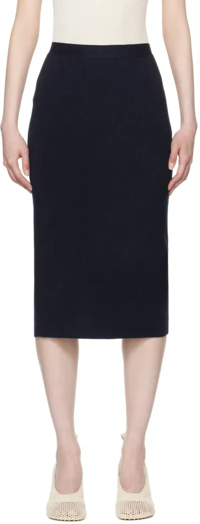 Bottega Veneta Navy Light Midi Skirt In 4121 Navy