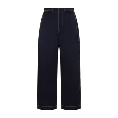 Bottega Veneta Navy Tech Fabric Straight Leg Pants In Black