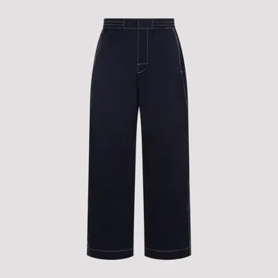 Bottega Veneta Navy Tech Fabric Straight Leg Pants In Blue