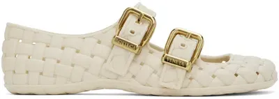 Bottega Veneta Off-white Amy Mary-jane Ballerina Flats In 9031 Sea Salt