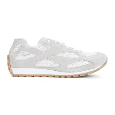 Bottega Veneta Orbit Suede Sneakers In White