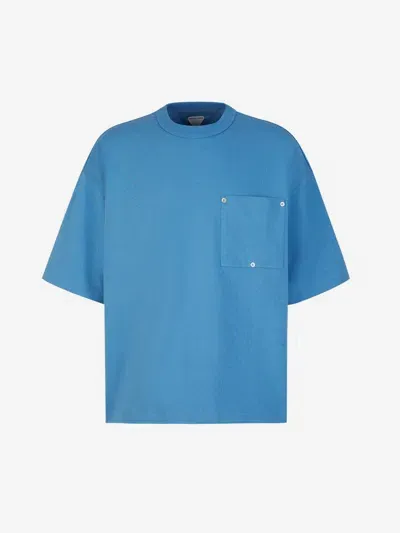 Bottega Veneta Oversized Cotton T-shirt In Blue