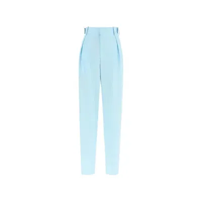 Bottega Veneta Pleated Wool Trousers In Blue