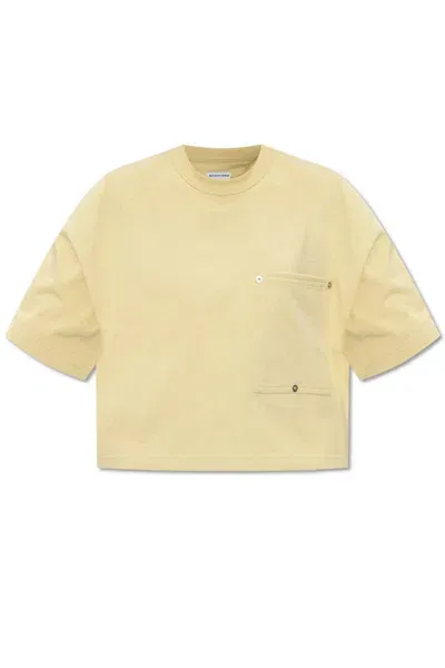 Bottega Veneta Pocket Detailed Cropped T-shirt In Beige