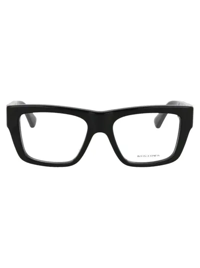 Bottega Veneta Rectangle Frame Glasses In Black-black-transparent