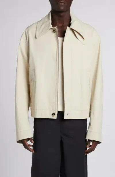 Bottega Veneta Regular Fit Stretch Cotton Jacket In Ecru