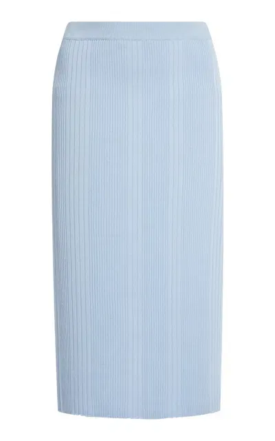 Bottega Veneta Lw Cotton Fine Rib Skirt In Blue