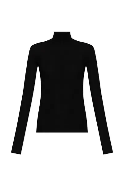 Bottega Veneta Ribbed High Neck Sweater In Black