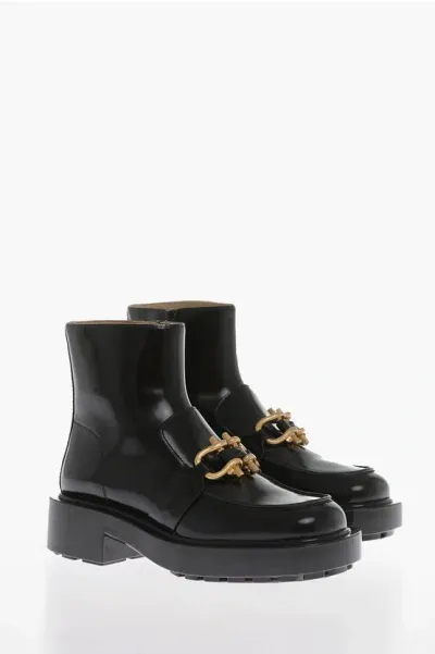 Bottega Veneta Monsieur Patent Leather Ankle Boots In Black