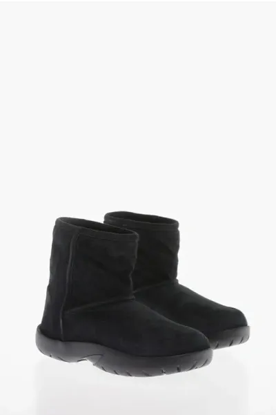 Bottega Veneta Shearling Lined Suede Booties In Black