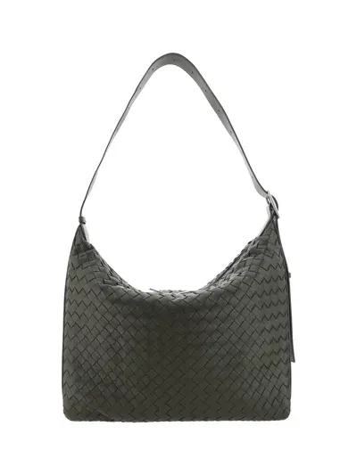 Bottega Veneta Shoulder Bag In Kaki-silver