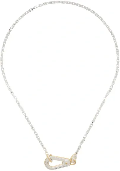 Bottega Veneta Silver Bolt Necklace In Gold Silver