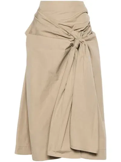 Bottega Veneta Skirt With Knotted Detail Clothing In Neutrals