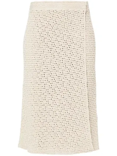 Bottega Veneta Womens Bone Cloud Wrap-around Regular-fit Knitted Midi Skirt In Beige