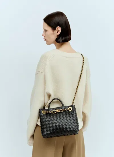 Bottega Veneta Andiamo Small Woven Tote In Black