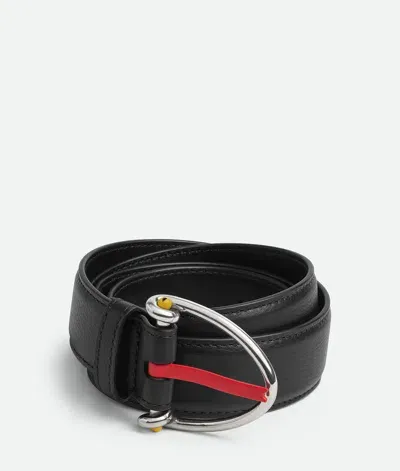 Bottega Veneta Snake Buckle Belt In Black/silver