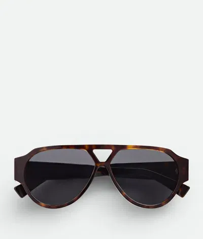 Bottega Veneta Soft Aviator Sunglasses In Havana/grey