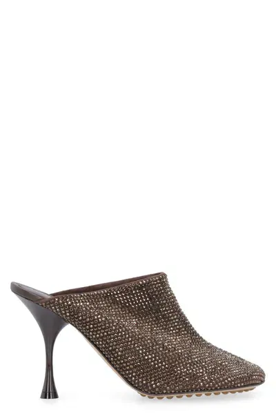 Bottega Veneta Sparkle Dot Sock Leather Mules In Brown