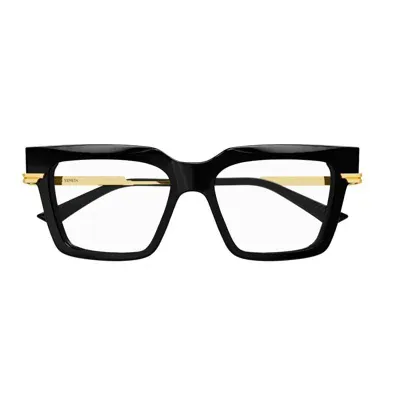 Bottega Veneta Square Frame Glasses In 001 Black Gold Transparen