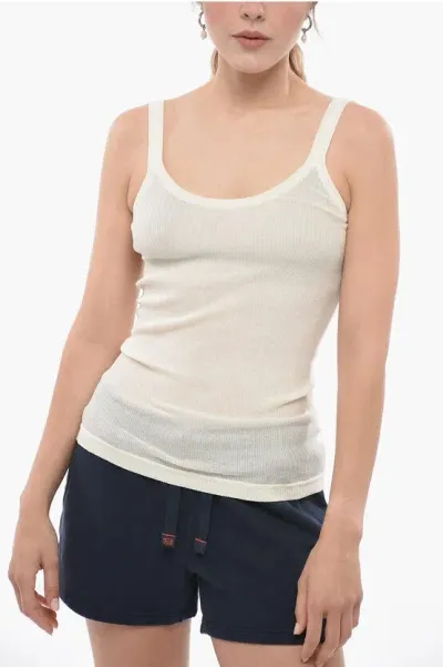 Bottega Veneta Stretch Cotton Blend Tank Top In White