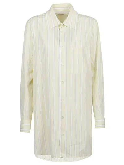 Bottega Veneta Striped Linen Shirt In Brown