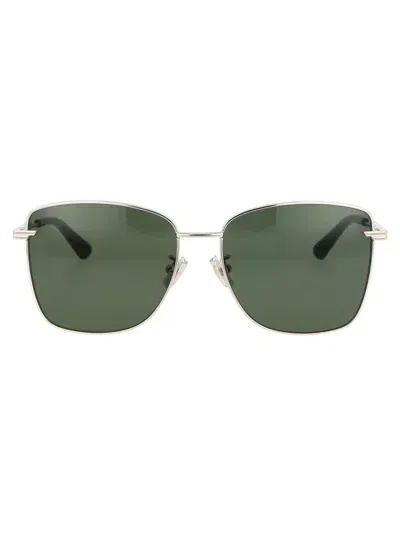 Bottega Veneta Sunglasses In 003 Silver Silver Green