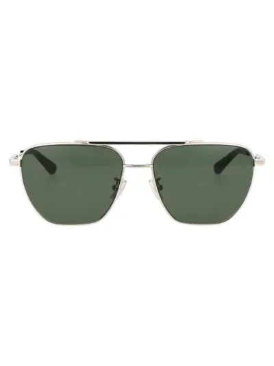 Bottega Veneta Sunglasses In 003 Silver Silver Green