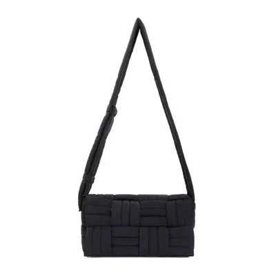 Bottega Veneta Tech Cassette Stitch Shoulder Bag In Black