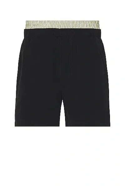 Bottega Veneta Double Layer Effect Swim Shorts In Black