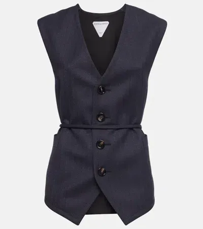 Bottega Veneta Striped Wool Vest In Blue