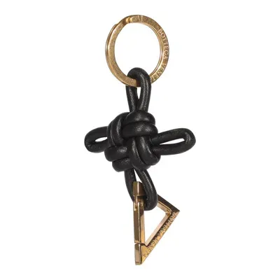 Bottega Veneta Triangle Square Double Knot Keyring In Black