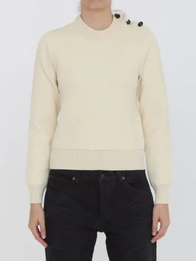 Bottega Veneta Women's Crew-neck Wool Sweater In Ivory