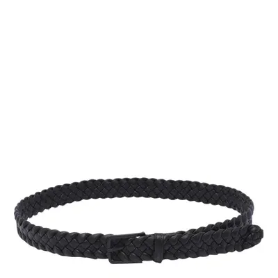 Bottega Veneta Woven Buckle Belt In Black