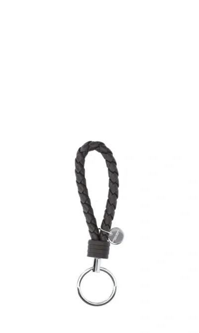 Bottega Veneta Woven Charm Keychain In Brown