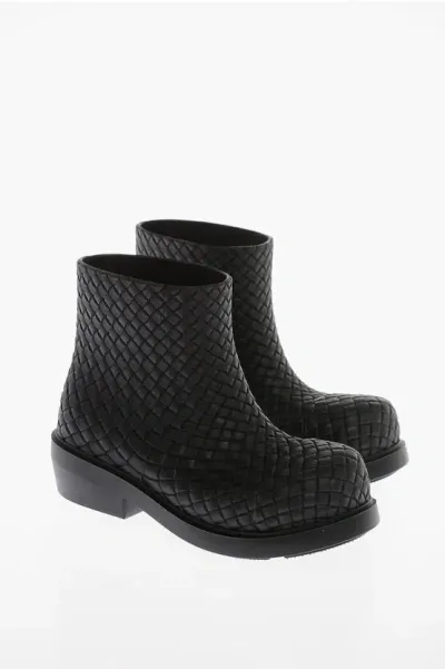 Bottega Veneta Woven Rubber Fireman Pull-on Booties