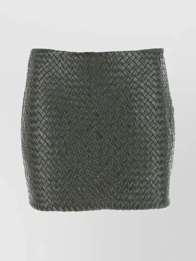 Bottega Veneta Intrecciato Mini Skirt In Green